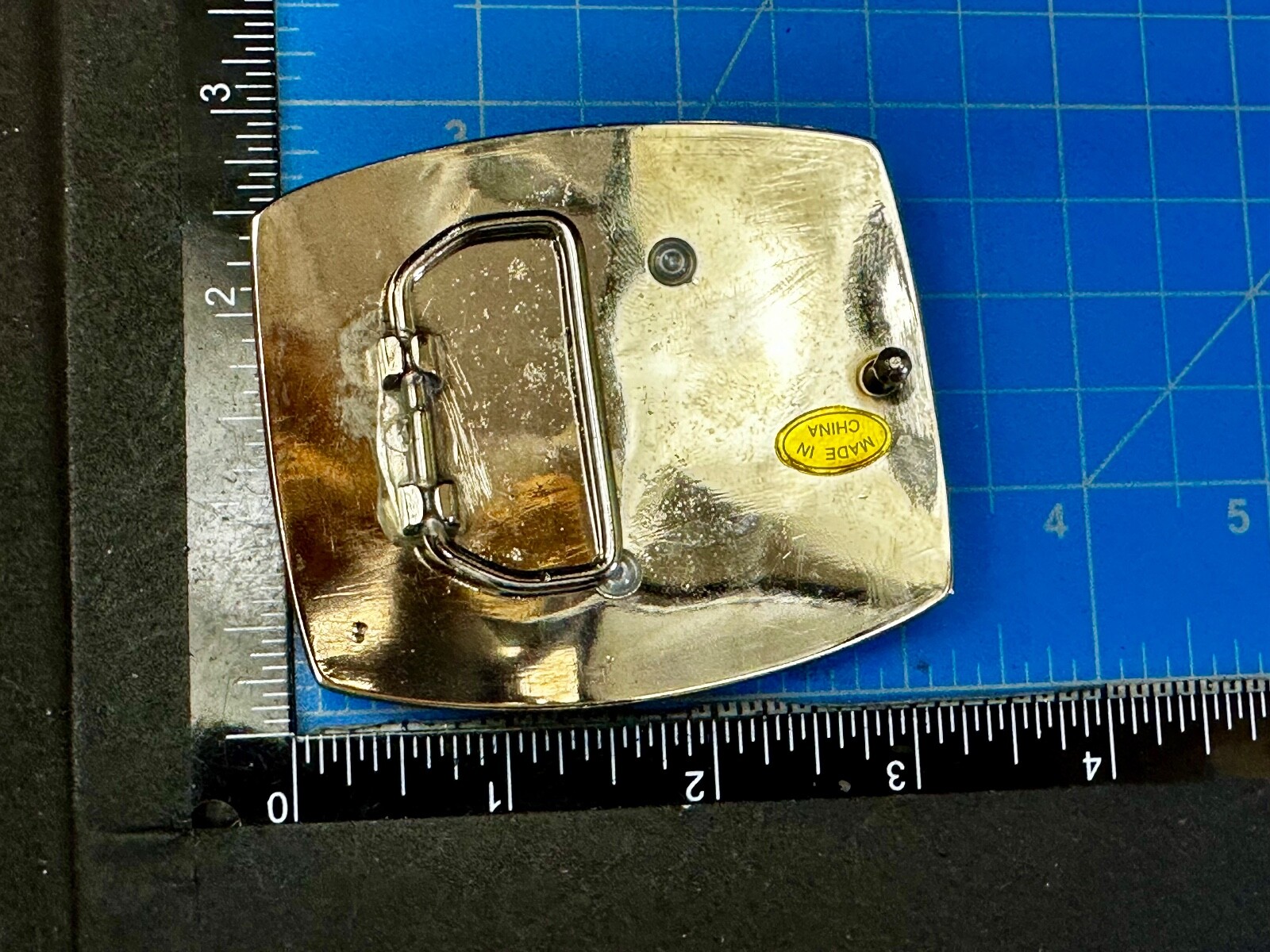 Letter Initial T – Silver color Vintage Belt Buckle – Missing Rhinestone?