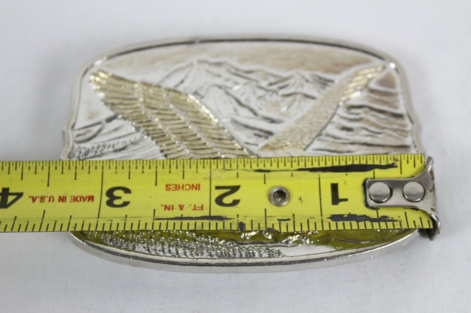 Vintage Silver and Gold Tone Bald Eagle Belt Buckle U.S.A. Collectable Rare Old