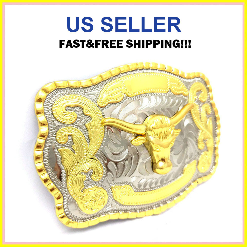 Belt Buckle Bull 5.5&Prime; x 4&Prime; For 1.5&Prime; Belt, Men Big Cowboy Western Animal Rodeo US
