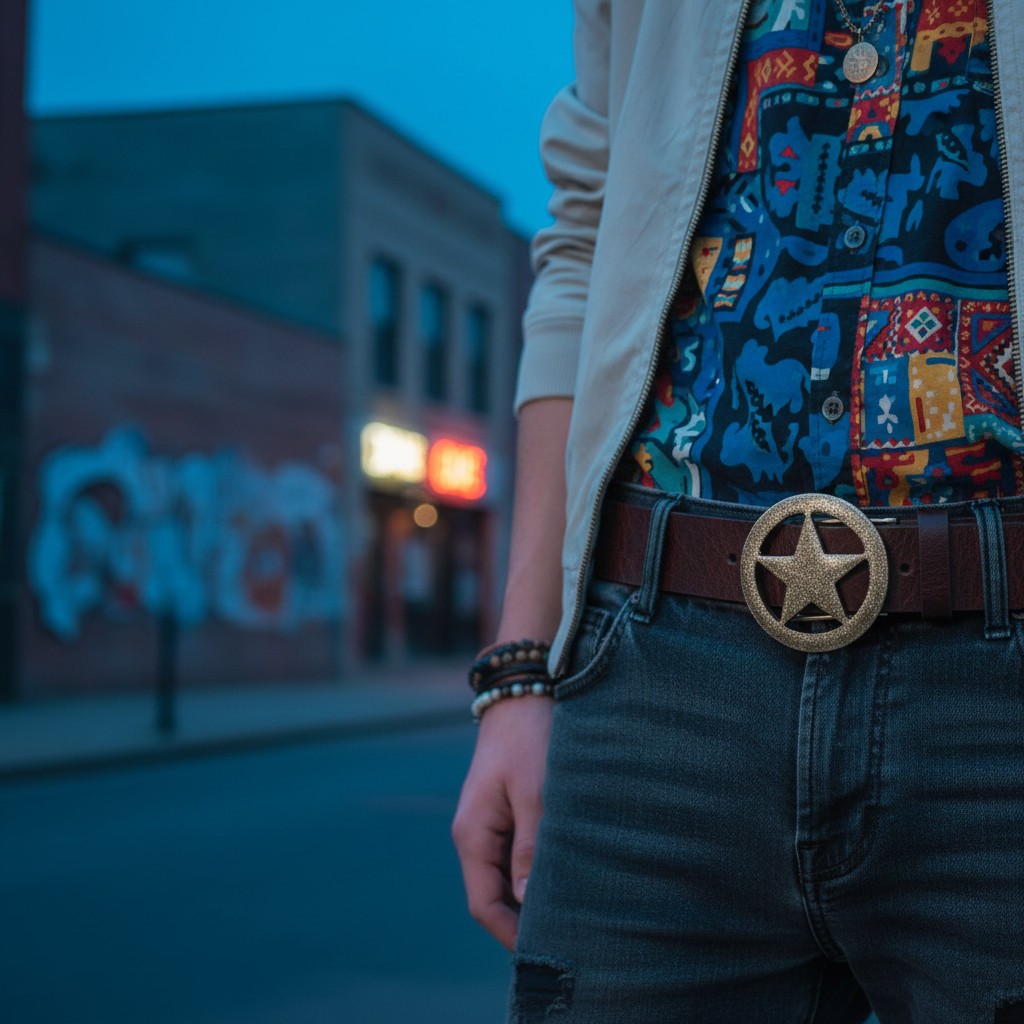 New Men Women Belt Buckle Silver Metal Texas Lone Star Glitter Sparkling Western