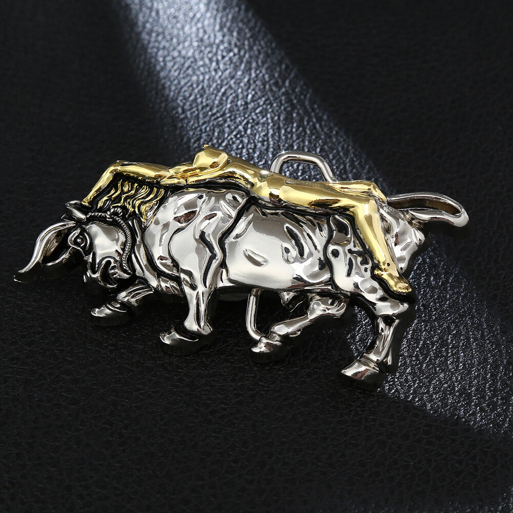 Western Unique Buckle Cowboy Cowgirl Lady Bull Engraved Belt Buckle fits 1-1/2&Prime;