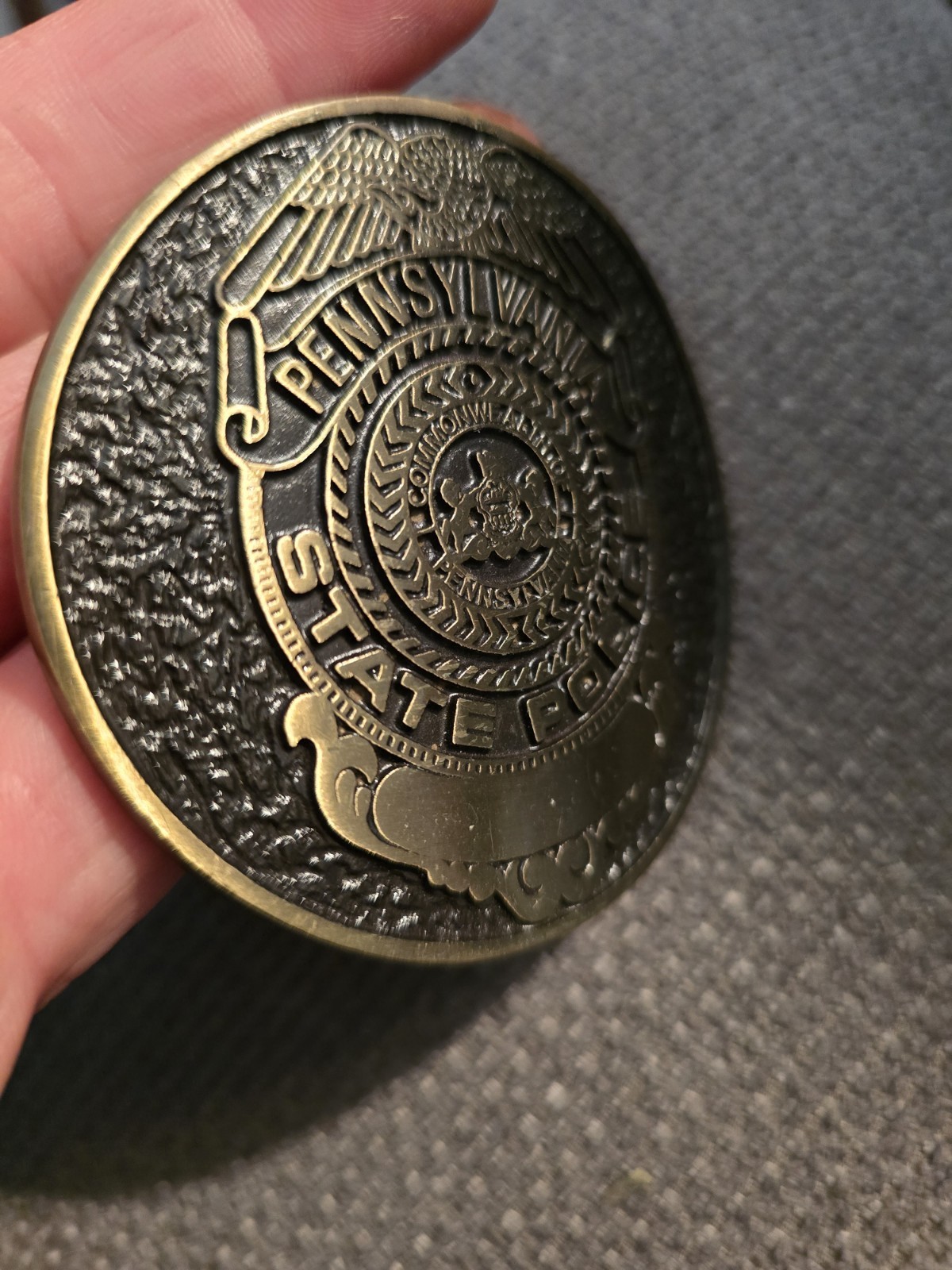 RARE Pennsylvania State Police Belt Buckle 75th Anniversary solid bronze