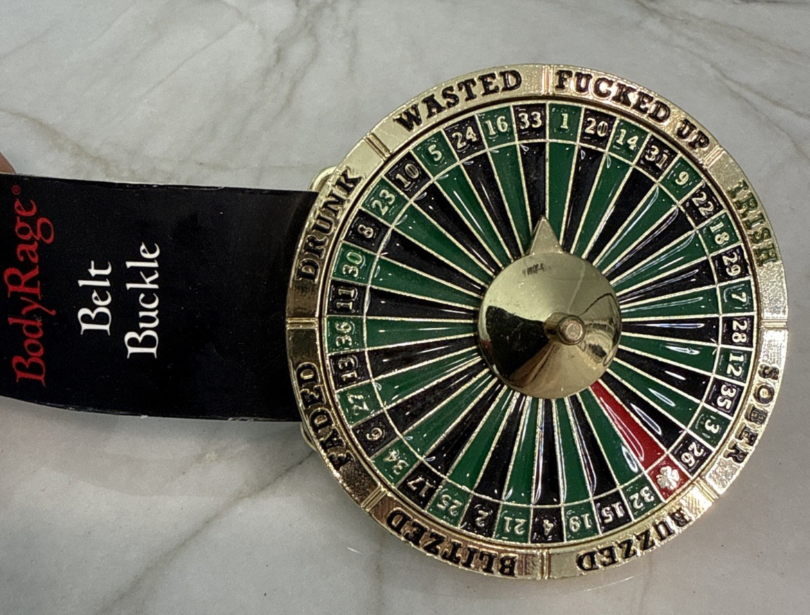 2012 Metal Body Rage 3&Prime; Gold Spinning Roulette Wheel Casino Drinking Belt Buckle