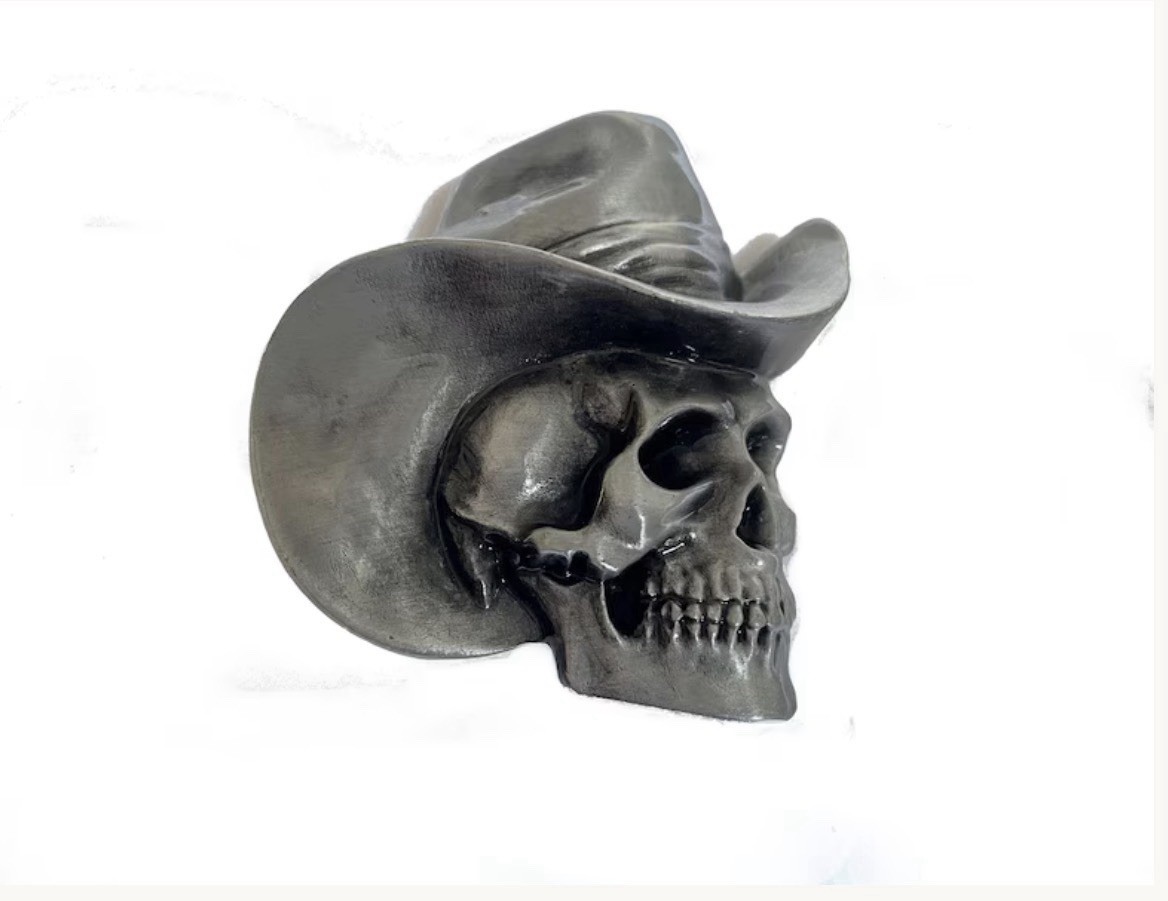Cowboy Skull Belt Buckle: Western Outlaw Skeleton
