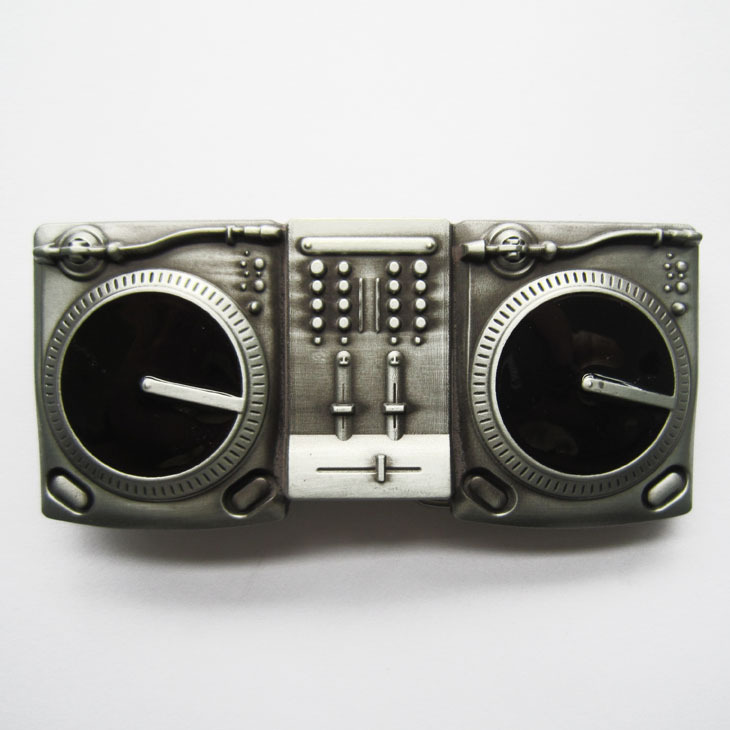 Antique Silver CD Turntables Enamel Music Belt Buckle also Stock in the US