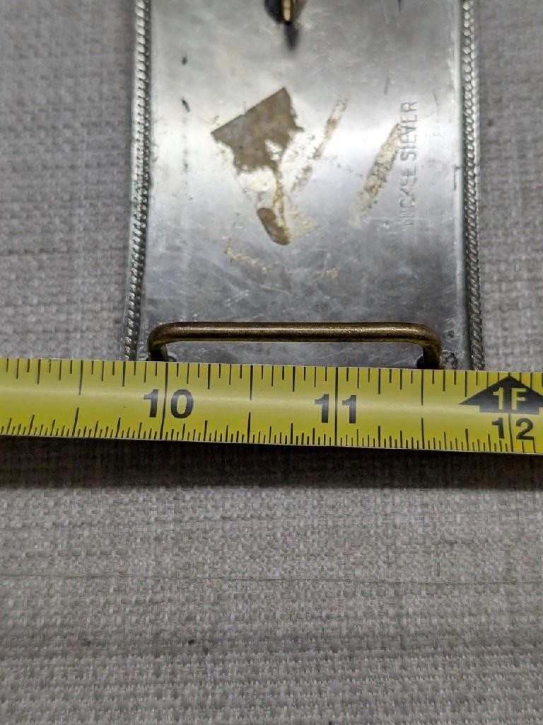 1970s vintage HORSE HEAD belt buckle NICKEL SILVER cowboy WESTERN rodeo