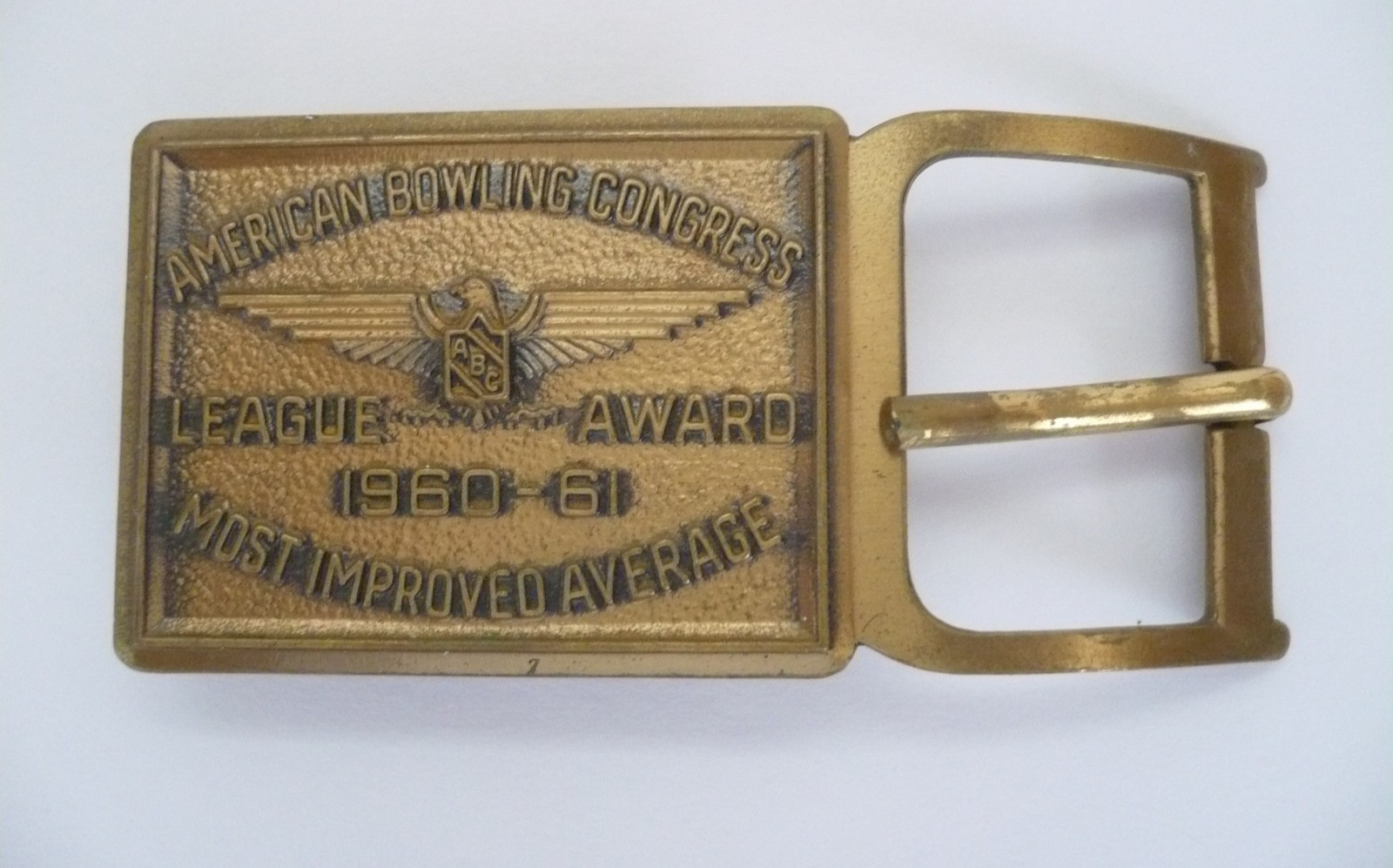 1960-61 American Bowling Congress League Award Most Improved Average Belt Buckle