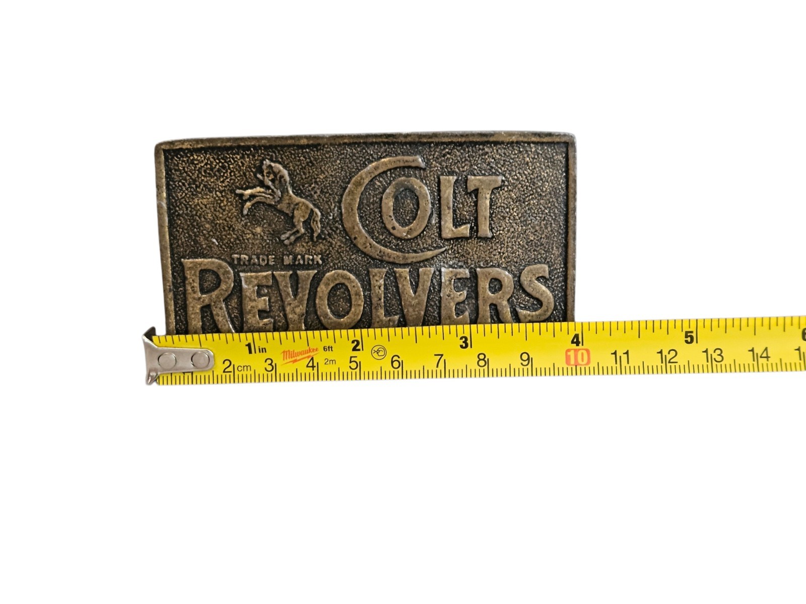 Vintage Colt Revolvers Belt Buckle The World’s Right Arm Brass Tone Western Rare
