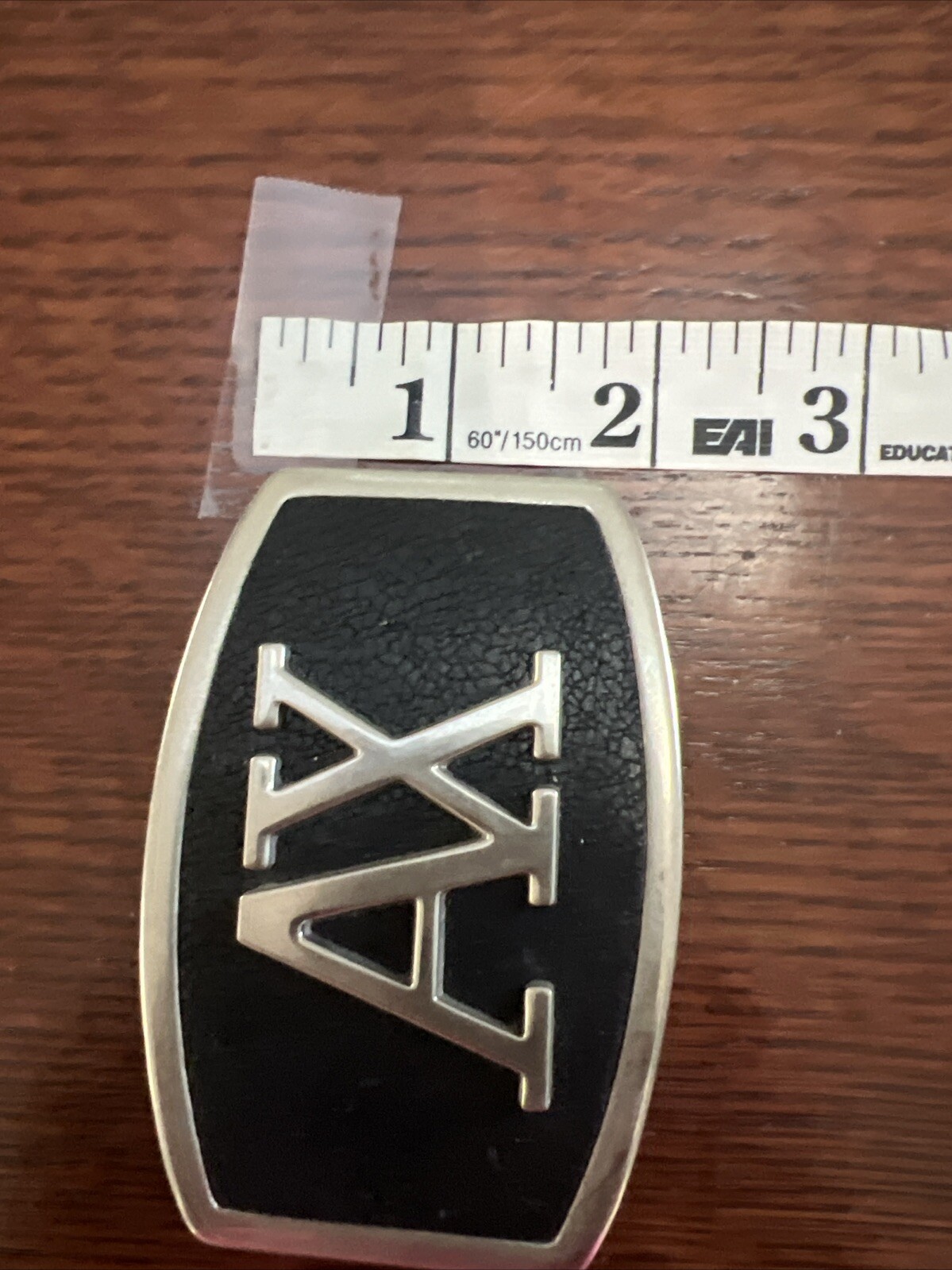 Belt Buckle Black Silver Tone A & X Logo NOS Mens Gift Idea