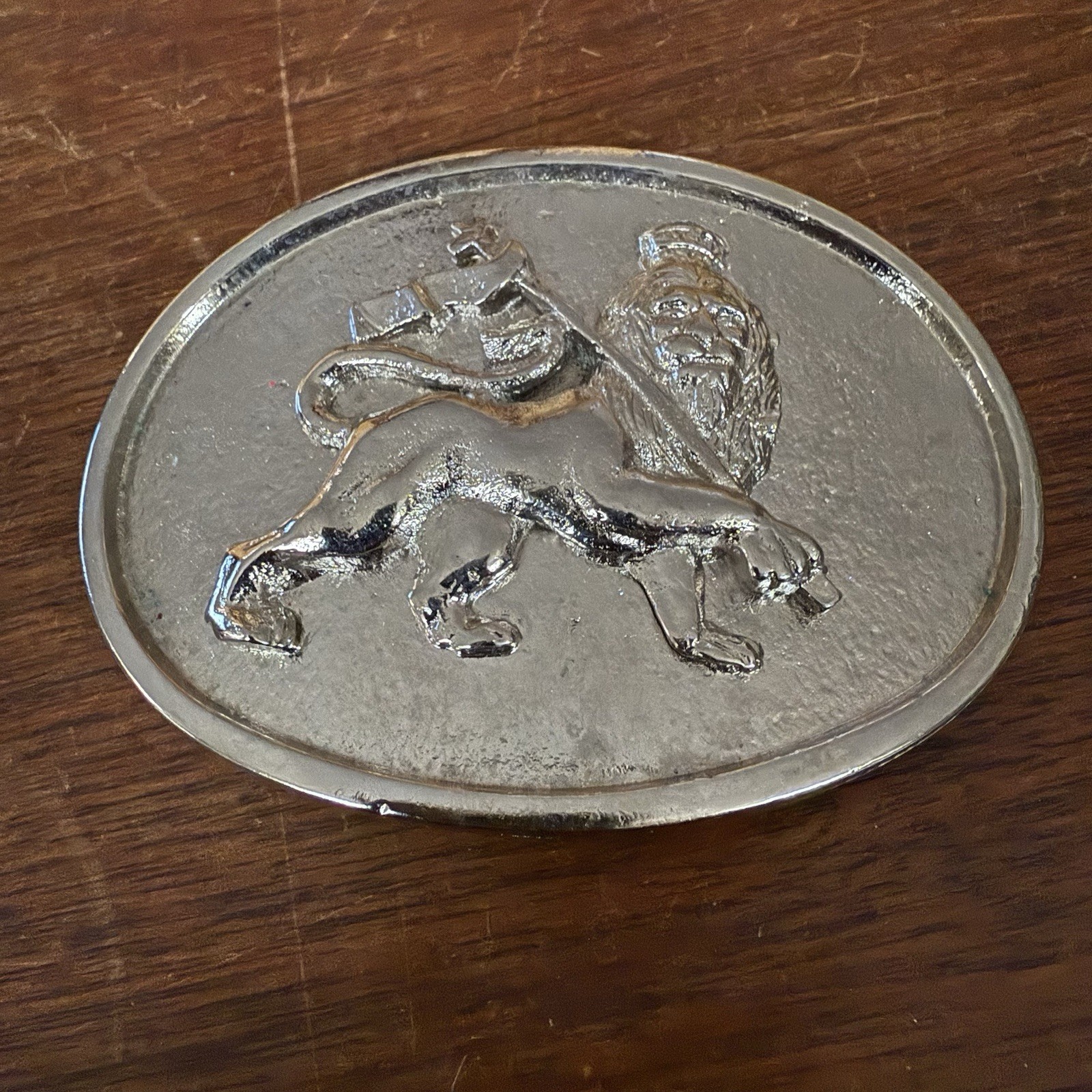 Lion of Judah Rastafarian Belt Buckle Silver Staff Ethiopian Culture Jamaica