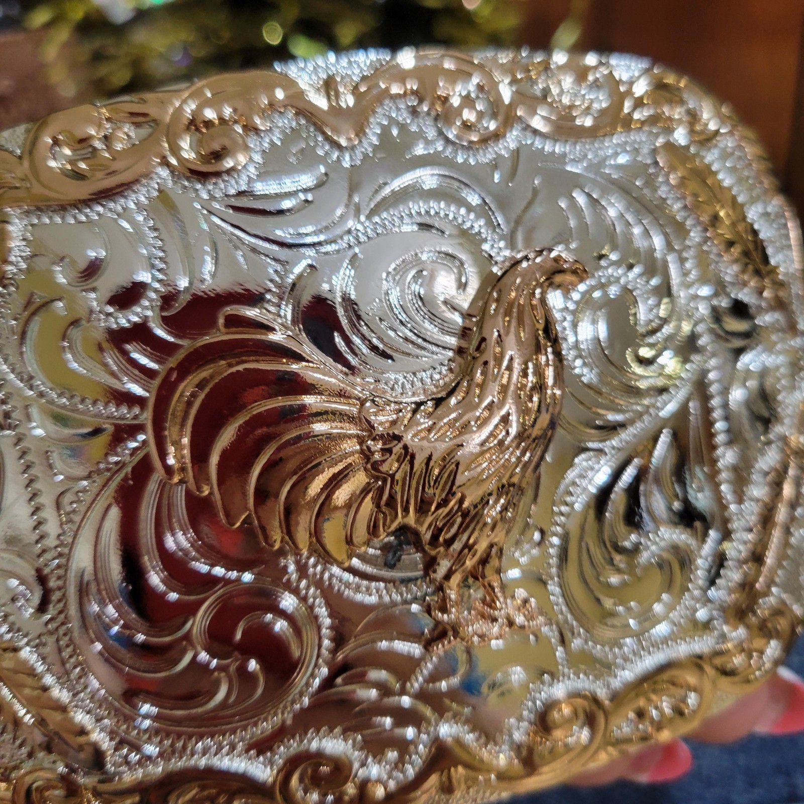 Rooster Cowboy Belt Buckle Western HebillaSilver & Rosetone 4×3.5 Inch
