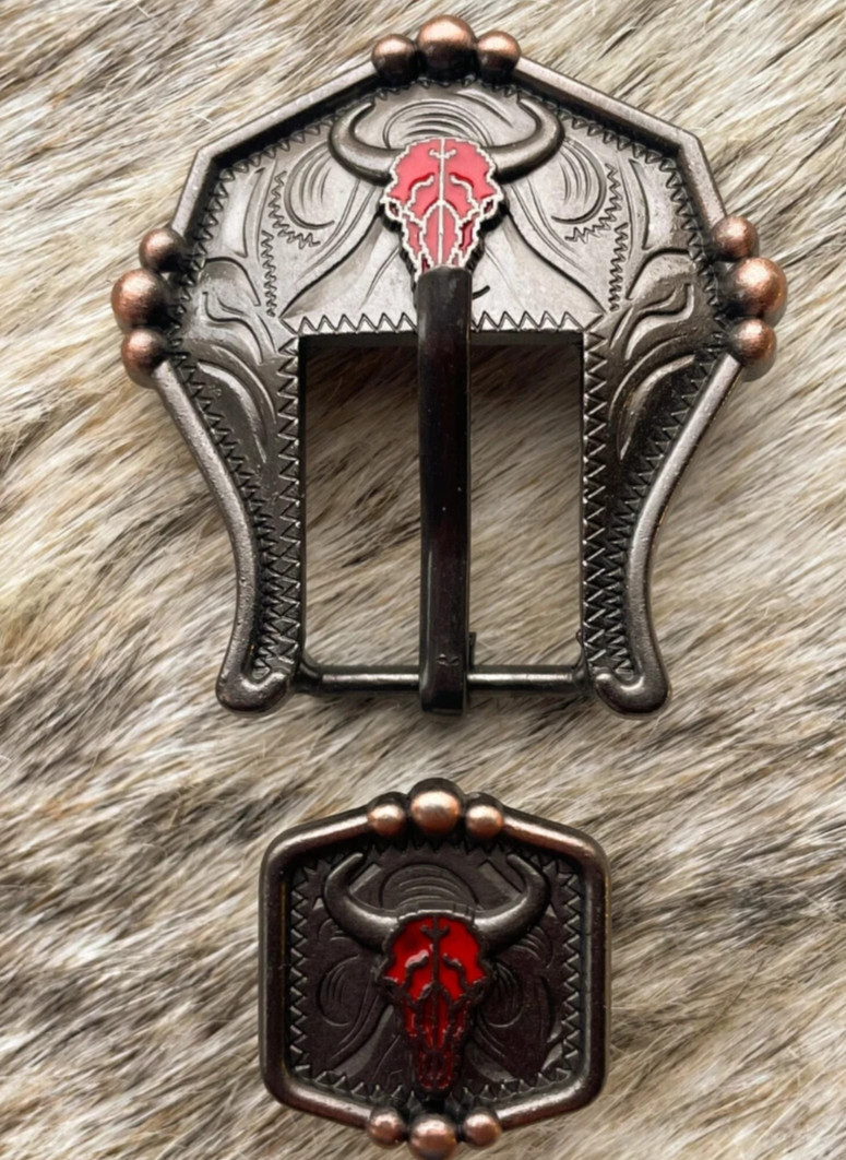30 PCS 3/4&Prime; Bull buckle and keeper with conchos belt making leather craft Texas