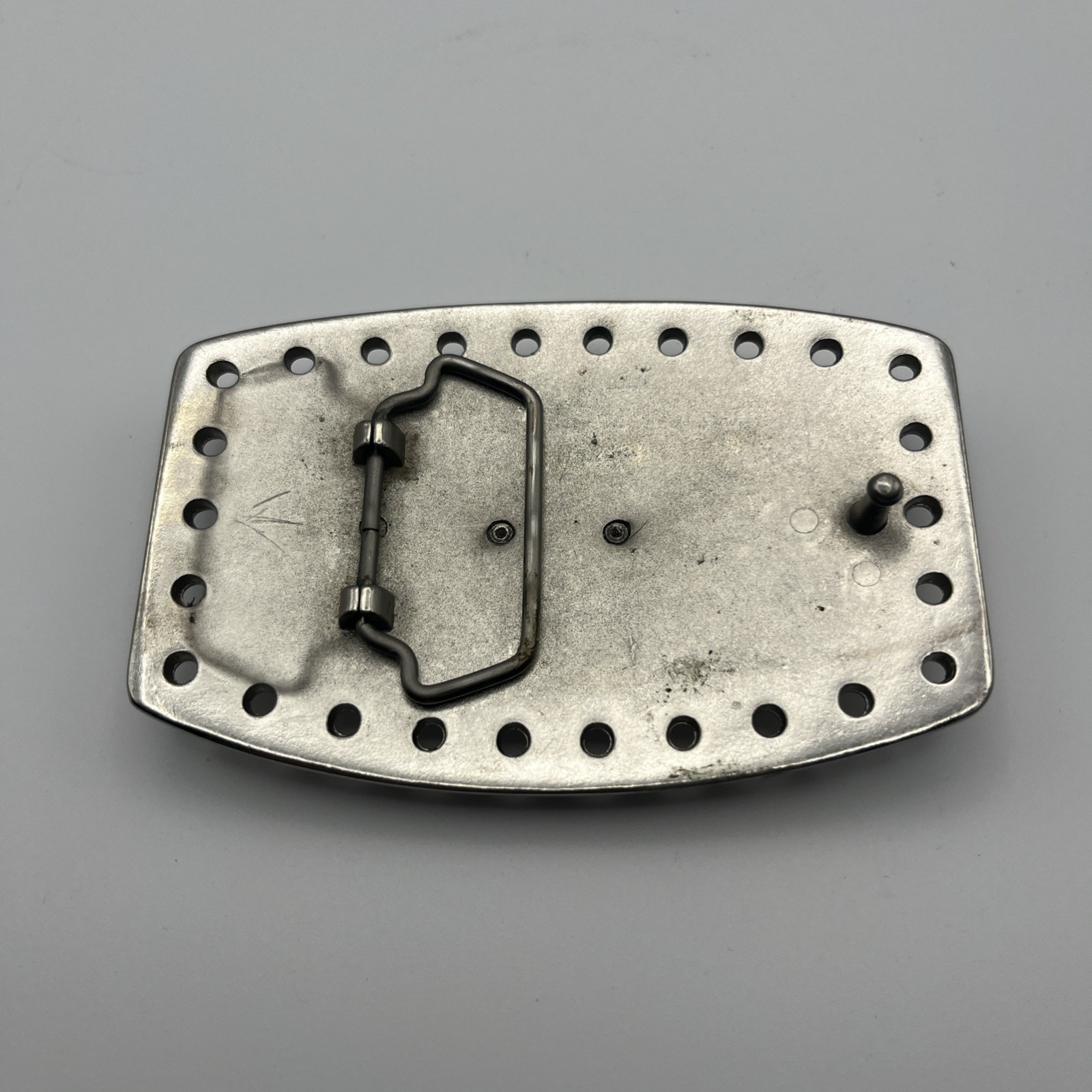 vintage STEER belt buckle CHROME metal OVERSIZED longhorn WESTERN rodeo cowboy