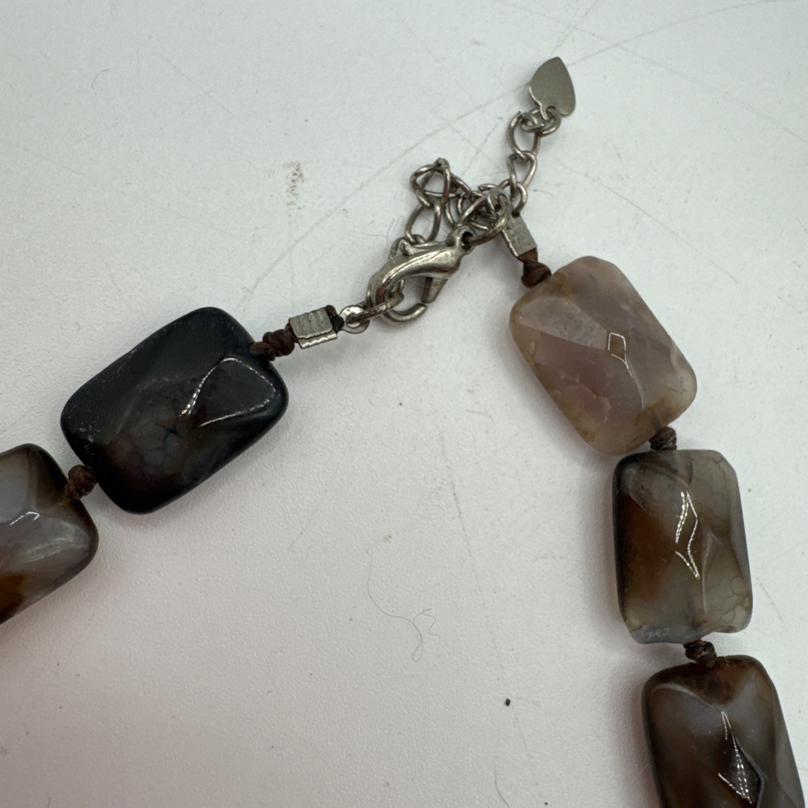 Shiny Metal Fashion Belt Buckle Business Card Holder & Agate Necklace.