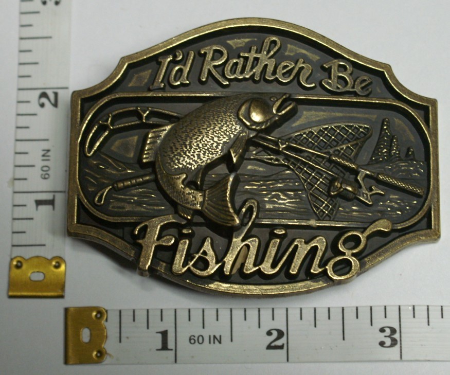 I&rsquo;d Rather Be Fishing Belt Buckle Fisherman Fish Fishing Pole Rod SN997