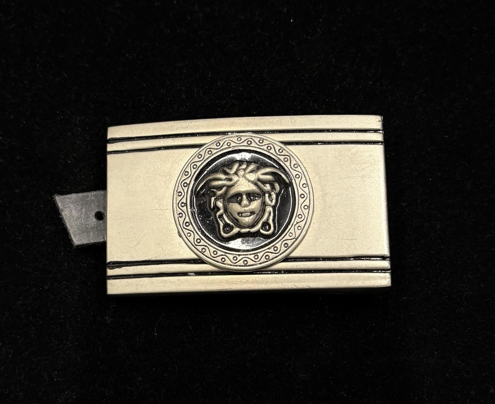 Vintage belt buckle silver tone Medusa head logo RARE