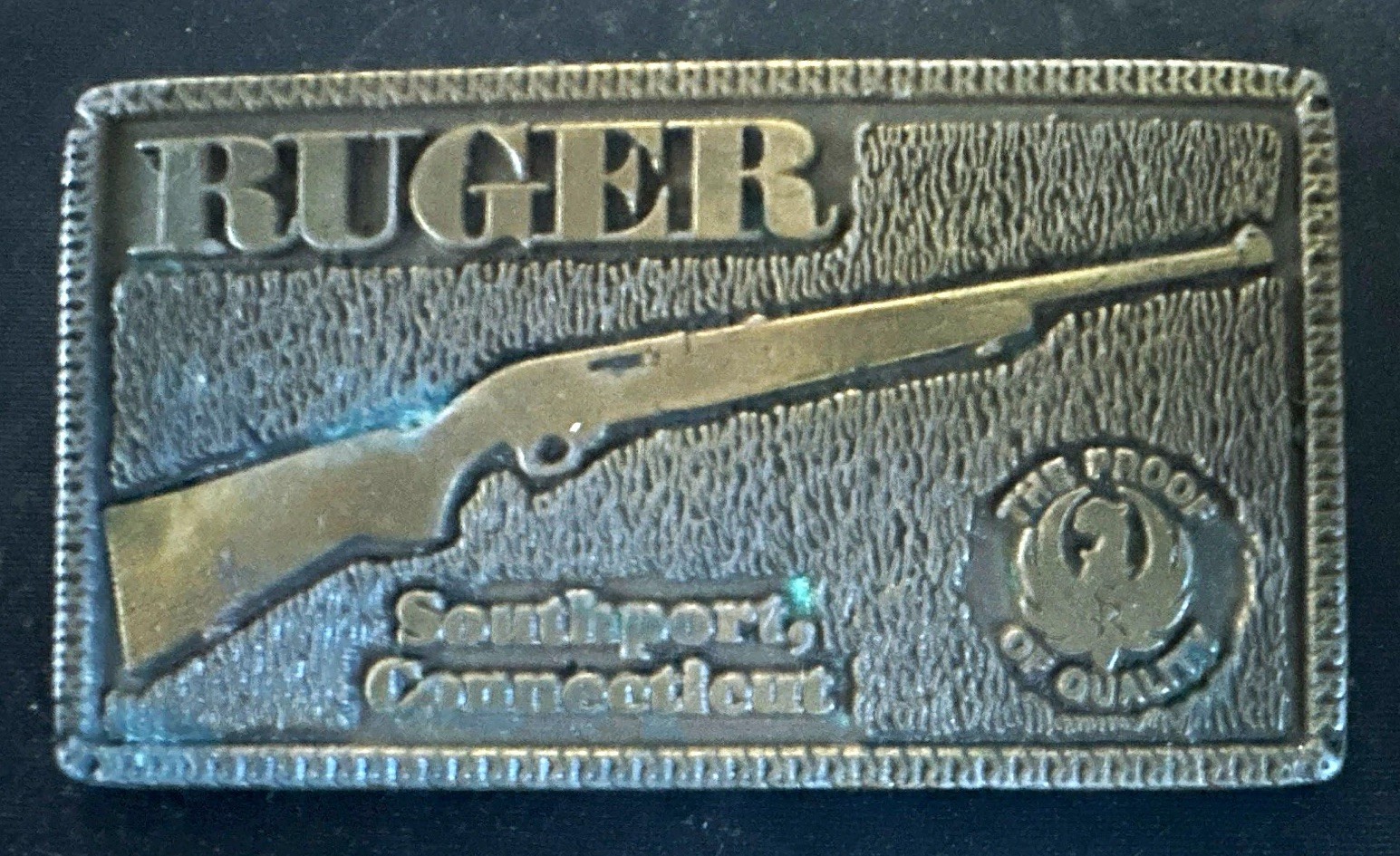 Ruger Silver Rectangular Gun Theme Western Belt Buckle Fits 1.5 in Logo