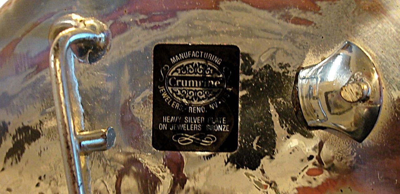 CRUMRINE BRONCO RIDER BELT BUCKLE HEAVY SILVER PLATE Over BRONZE!