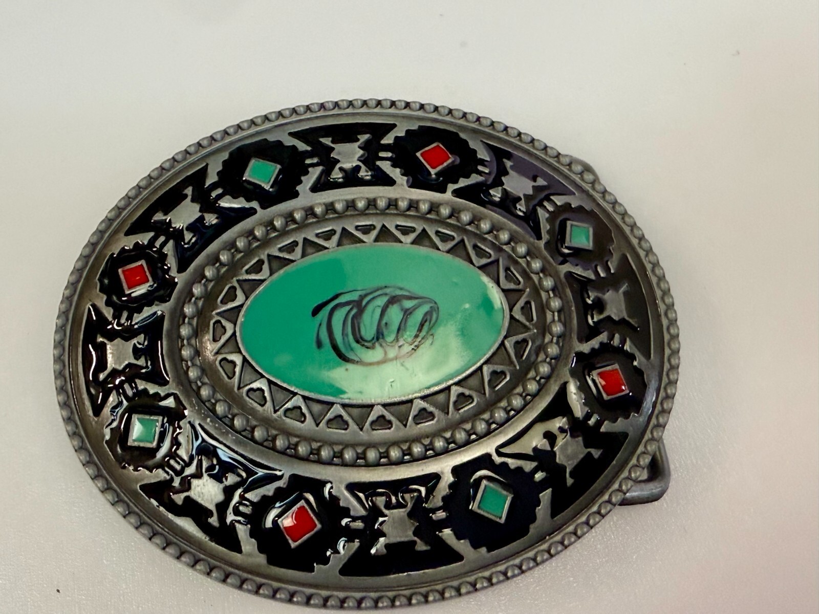 Southwestern Style Native Indian Tribal Art Pattern Enameled Colors Belt Buckle