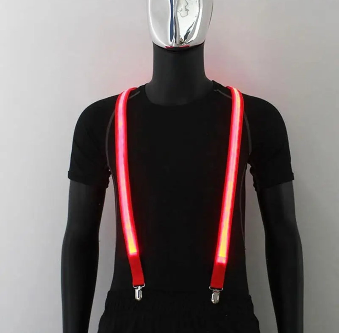 Blue LED Light Up Adult Suspenders Party Accessories Adjustable DJ Clown Costume