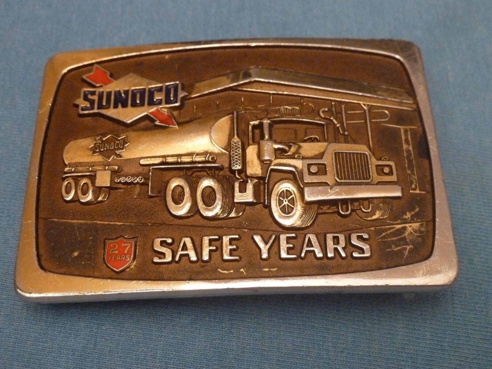 SUNOCO 27 YEARS SAFETY AWARD BELT BUCKLE SAFE DRIVER MACK TRUCK