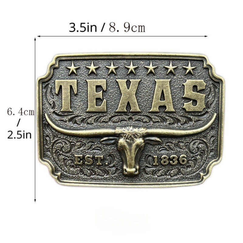 TEXAS EST.1836 Western Belt Buckle Cowboy USA Men & Women Outdoor Rodeo Wear