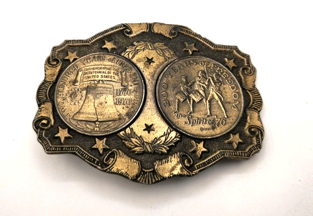 Lewis Spirit Of Freedom 1776-1976 United States 2 Coin Token Brass Belt Buckle