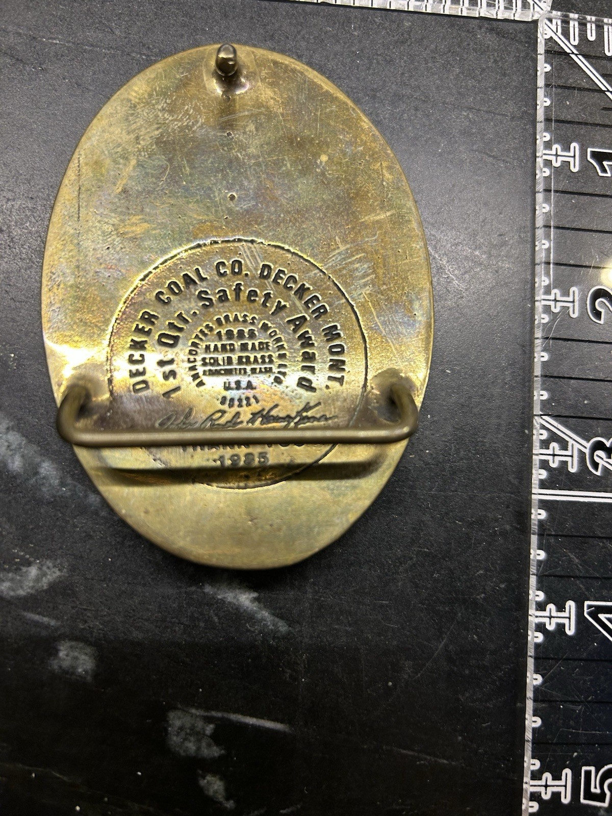 Decker Coal Co. Decker, Montana 1985 1st Quarter Safety Award Belt Buckle Brass
