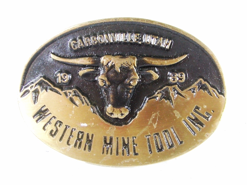 Western Mine Tool Carbonsville Utah Brass Belt Buckle By Dyna Buckle 4116