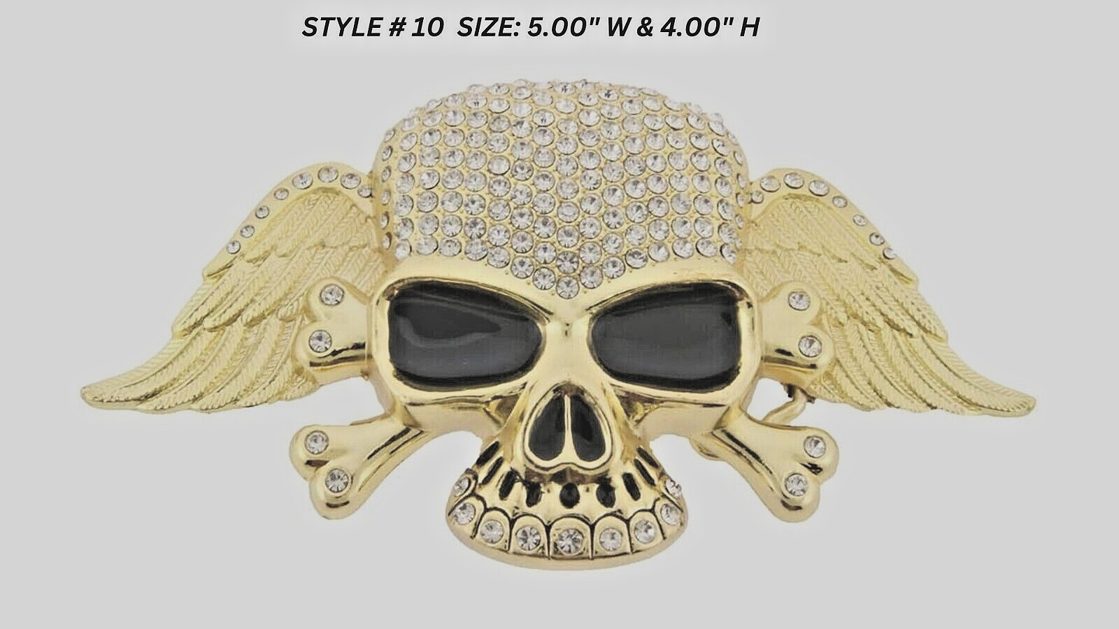 Skull Belt Buckle Crossbone Feather Skeleton Halloween Pirate Costume Bling Gold