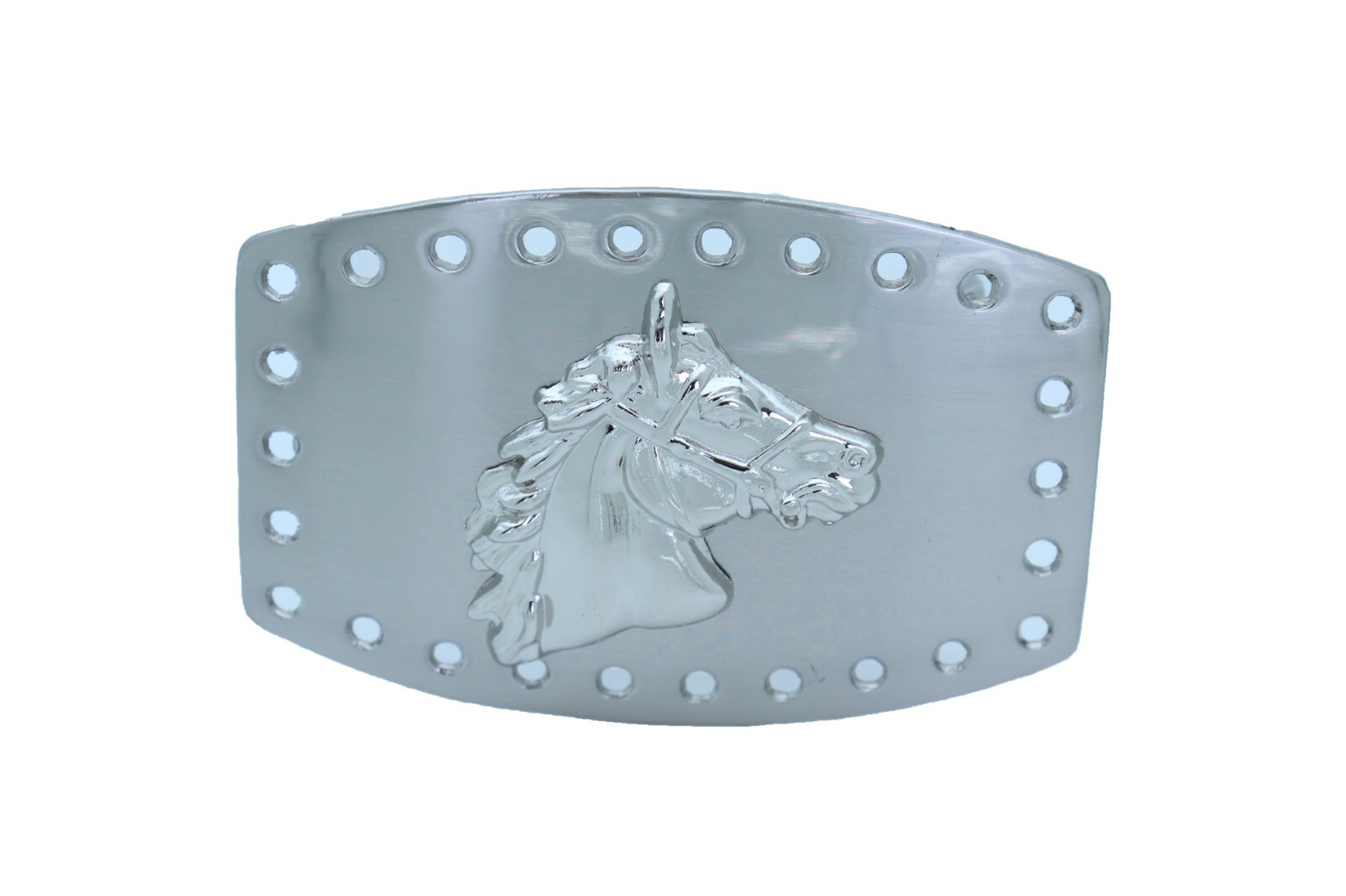 Men Women Western Fashion Belt Buckle Silver Metal Rodeo Horse Casual Accessory