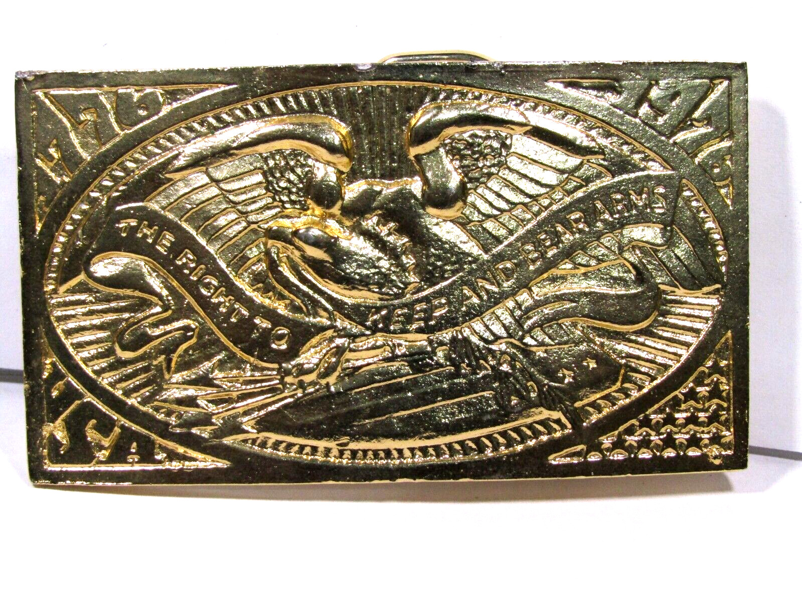 1976 Bicentennial Brass Buckle American Eagle The Right to Keep & Bear Arms