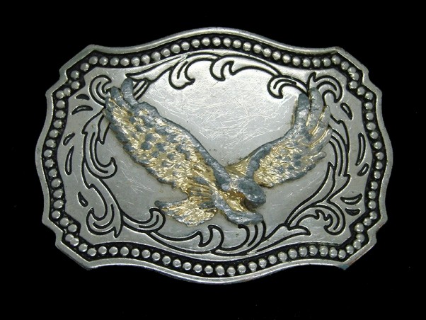 UA17104 VINTAGE 1970s **BALD EAGLE** WESTERN & COWBOY DESIGN BELT BUCKLE