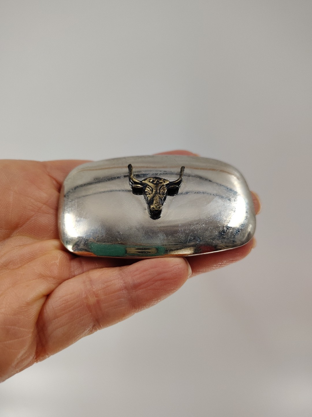 Vintage Cowboy Belt Buckle Steer Bull Head Country Western Rodeo 2.5” X 1.5” USA