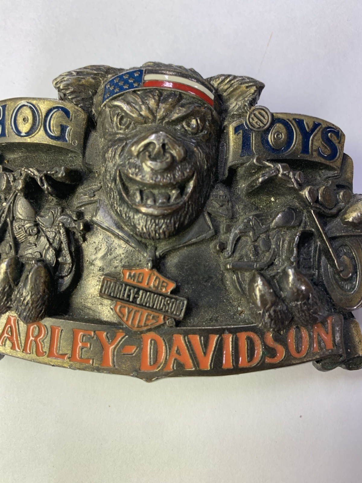 Vintage HARLEY DAVIDSON belt buckle H-411 1991 Baron USA Hog Toys Rare