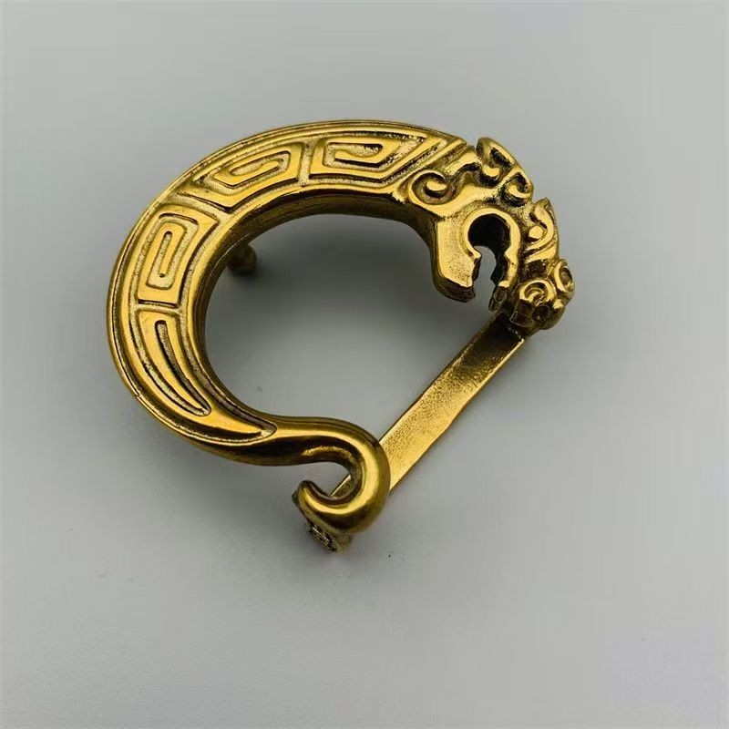 Dragon patterned belt buckle, pure copper smooth buckle accessory, brass