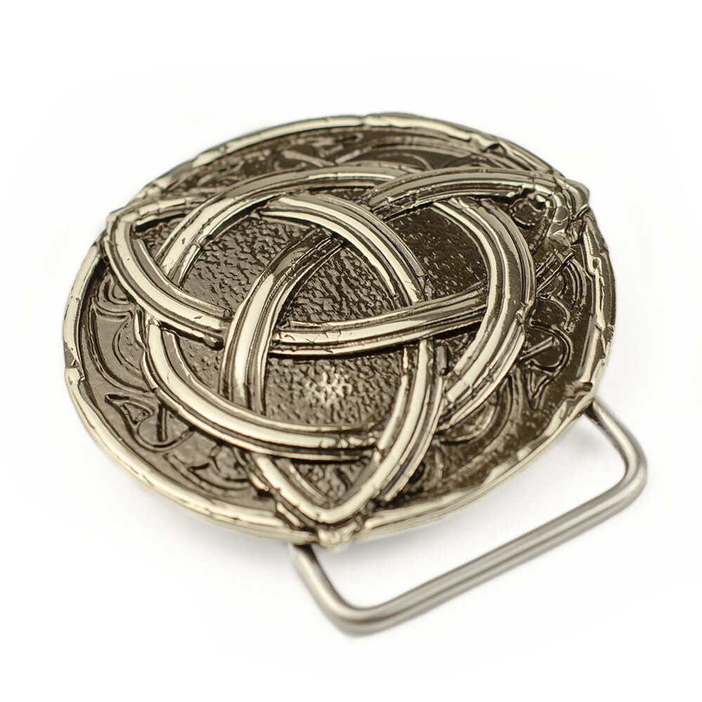 Triquetra german silver belt buckle, Celtic Trinity Knot Triquetra cross symbol