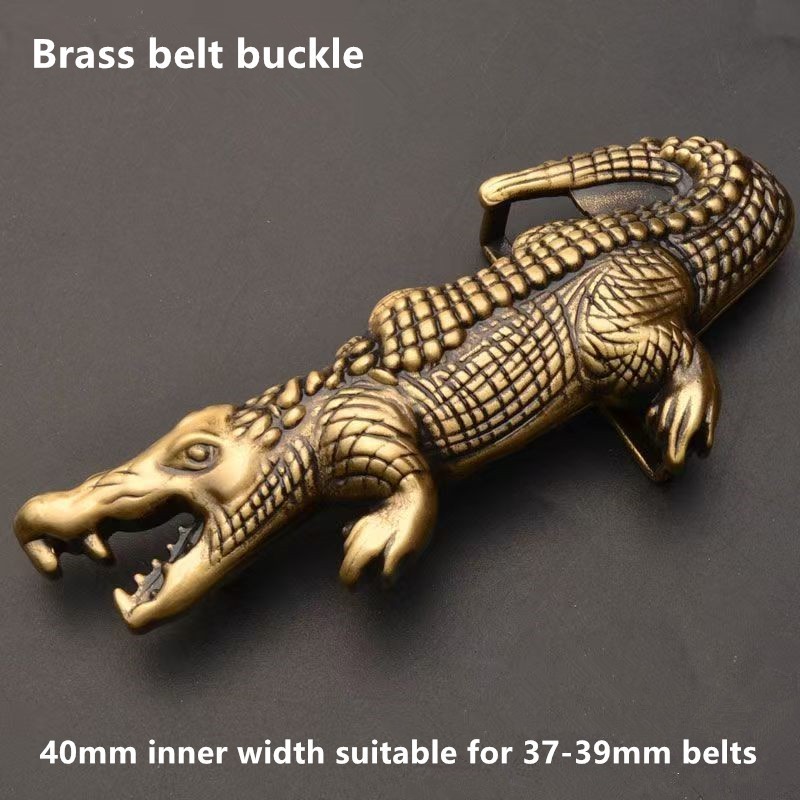 Men&rsquo;s Youth Fashion Belt Buckle Crocodile Brass Inner Smooth Buckle Belt Head
