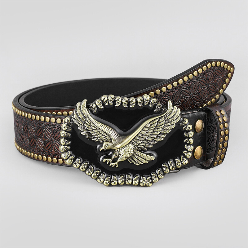 Floral Embossed Western Cowboy Leather Mens Belt Rodeo Mens Casual Leather Belt