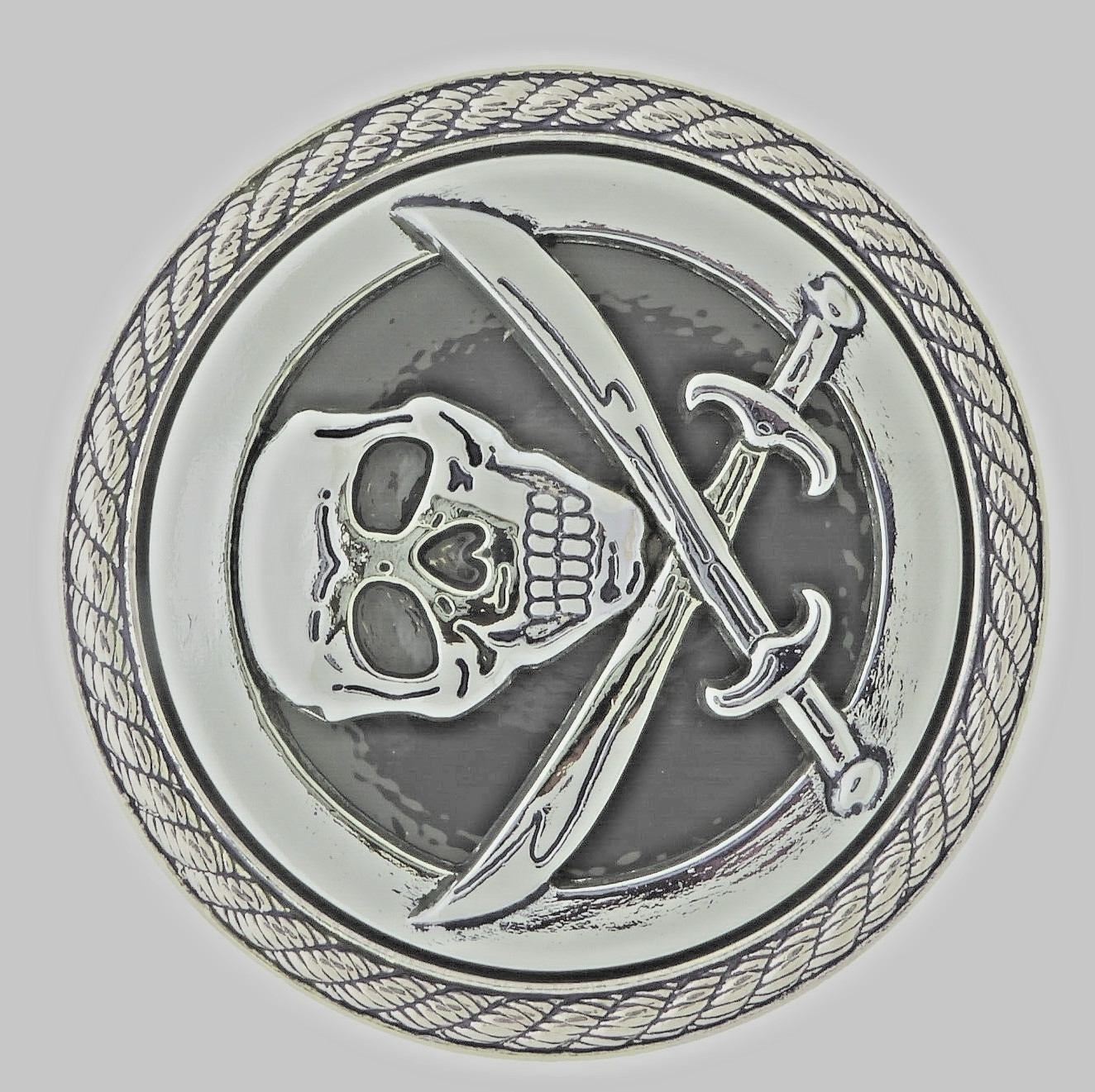 Skull Belt Buckle Men Women Vintage Swords Silver Metal Pirate Halloween Costume