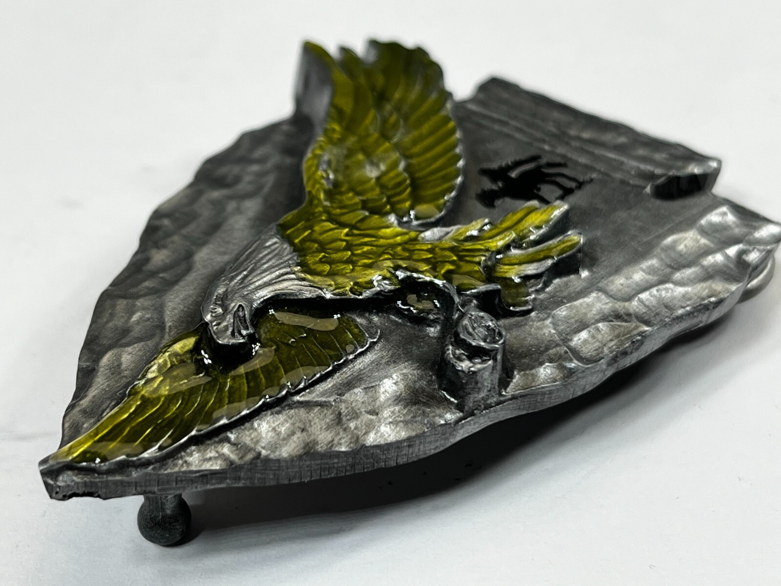 Arrowhead Eagle Belt Buckle Siskiyou Native American Indian Spirit Green Enamel