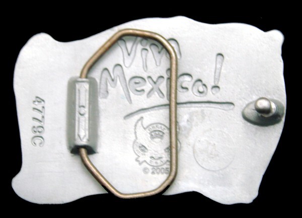 RG20196 *NOS* GREAT 2005 **FLAG OF MEXICO** PEWTER BELT BUCKLE