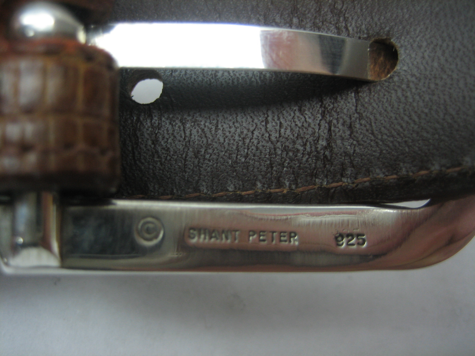 STERLING SILVER 925 SOLID BUCKLE & LOOP, & GENUINE LIZARD BELT 28 MM WIDE U.S.A
