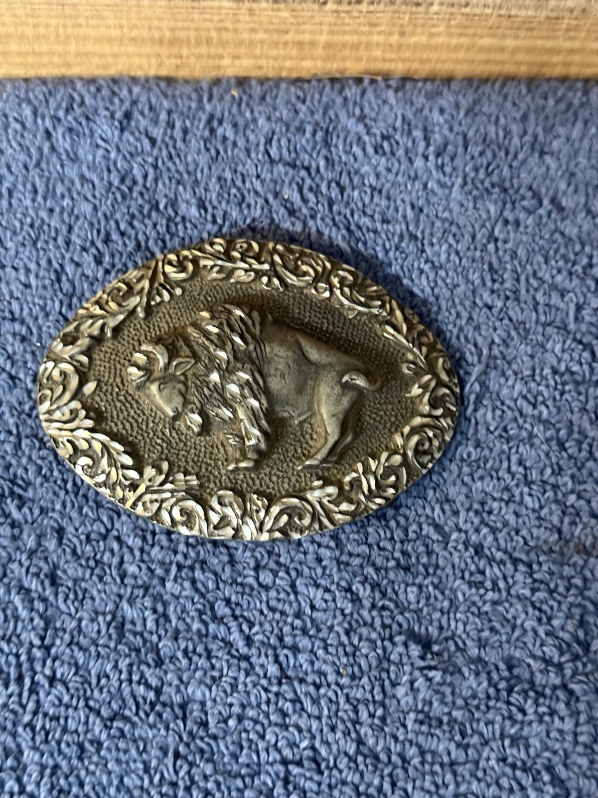 Vintage EGE American Bison Pewter Belt Buckle Buffalo 1993 Made In USA