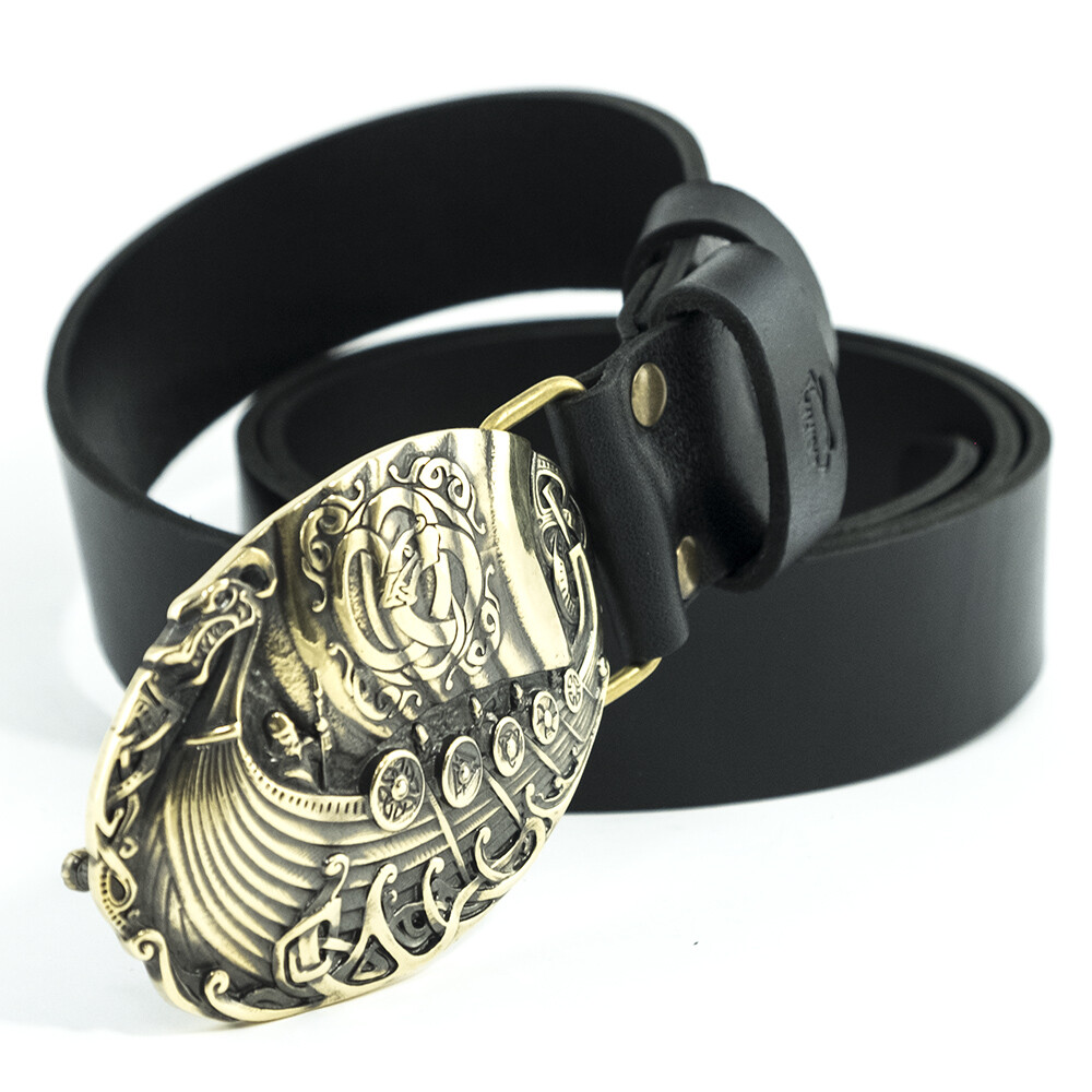 Viking warship Drakkar brass belt buckle, Scandinavian Nordic Celtic warrior