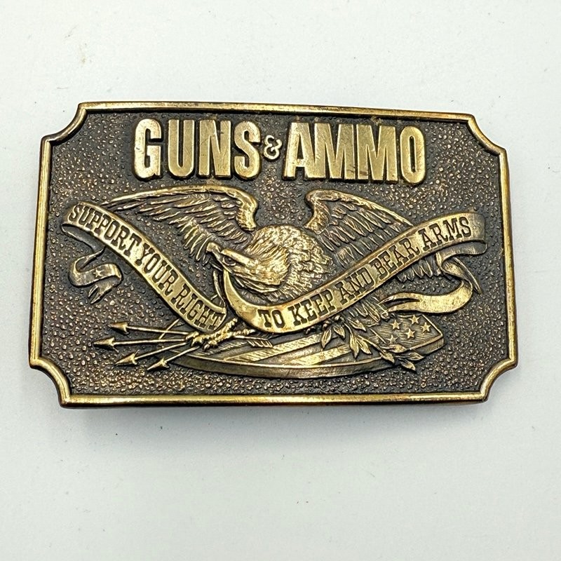 Petersen Publishing Guns Ammo Eagle Gold Tone Belt Buckle 3.5&Prime;x2.25&Prime; 1978