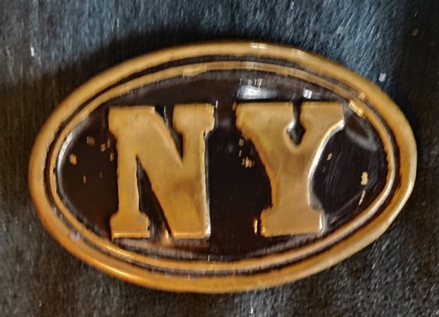Vintage Civil War Union NY Belt Buckel Brass with Lead Back Reproduction