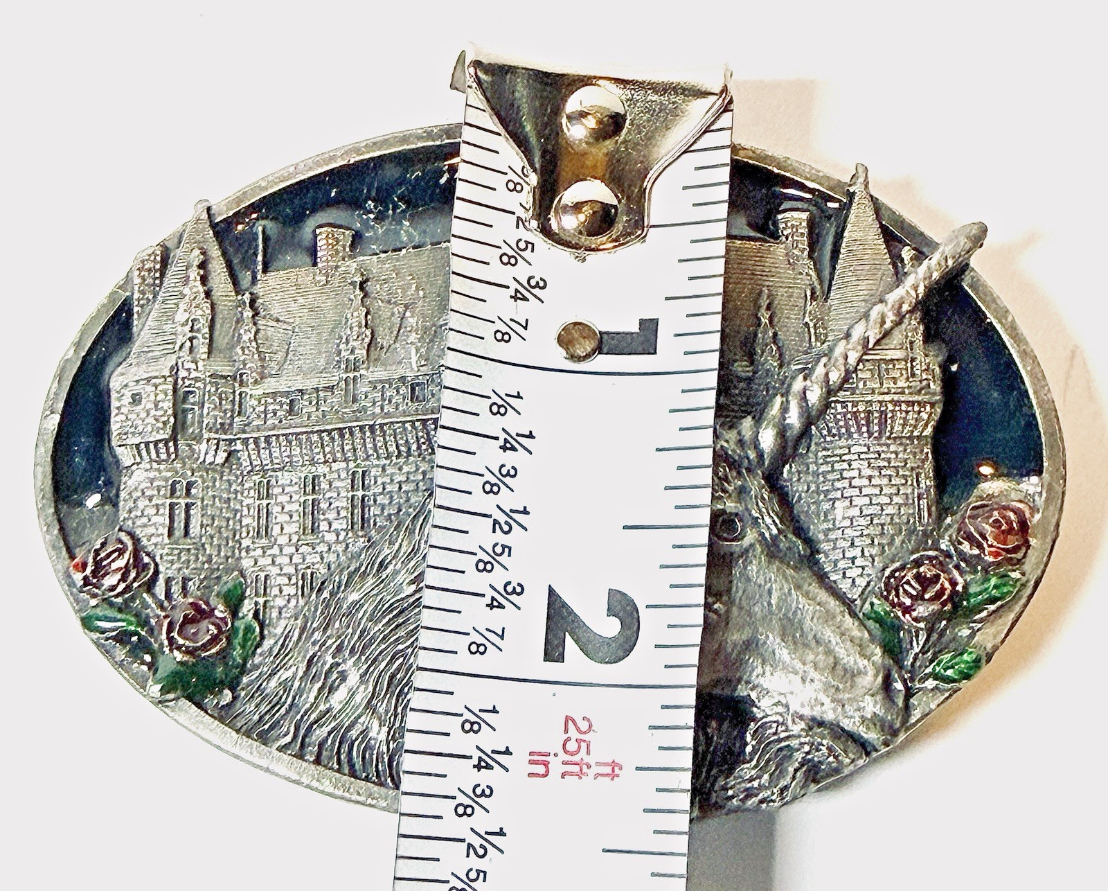 1983 Bergamot Brass Works Unicorn Castle Belt Buckle V-482 Made USA