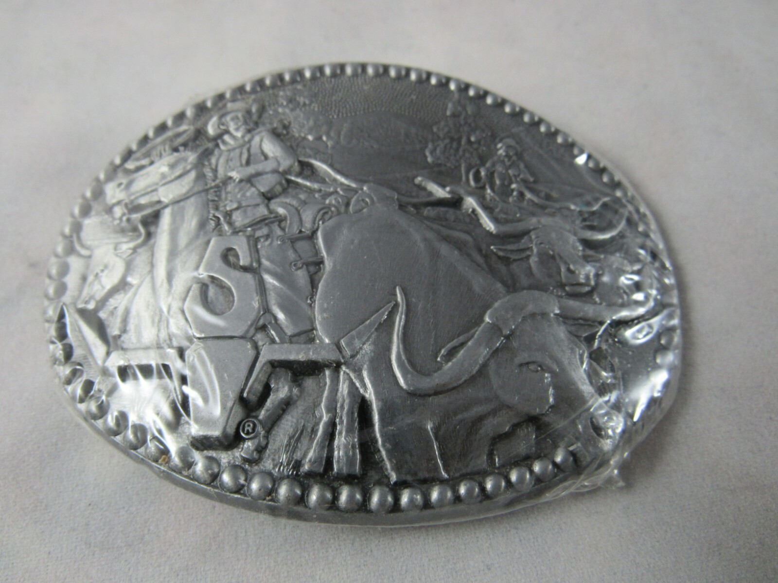 Vintage ADM Zee Series Cowboy Long Horn Steer Design Metal Belt Buckle