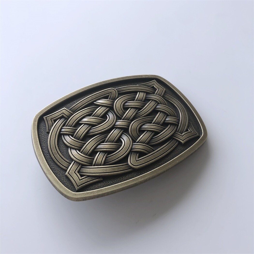 Antique Bronze Plated Cross Celtic Knot Rectangle Belt Buckle also Stock in US